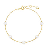 14ktt Yellow Gold Plated Pearl Bracelet - 7.25"
